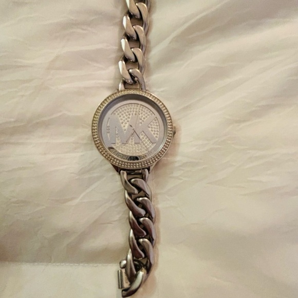 Michael Kors Silver-Tone Logo Chain Watch